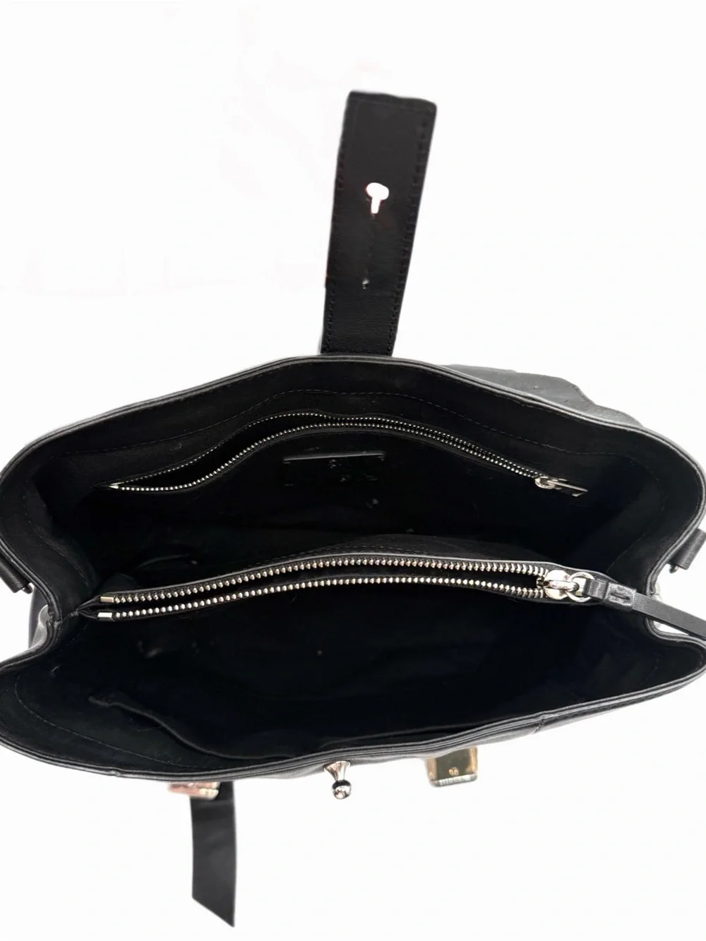 AllSaints Black Clip Leather Backpack
